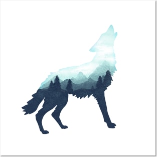 Dramabite Wolf Double Exposure Surreal Wildlife Animal Wolves Posters and Art